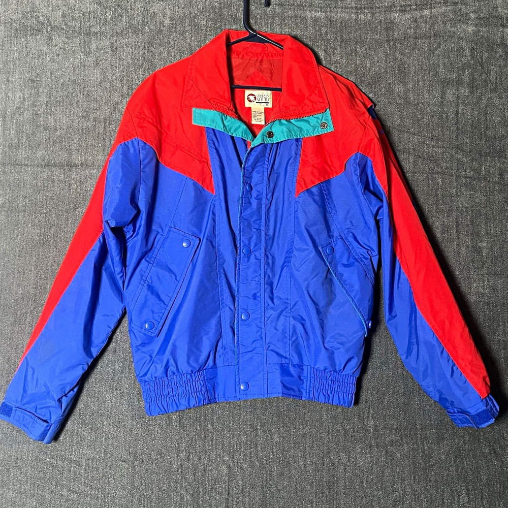 Sports Afield Mens Colorblock Jacket Size S Blue Red Teal Full Zip